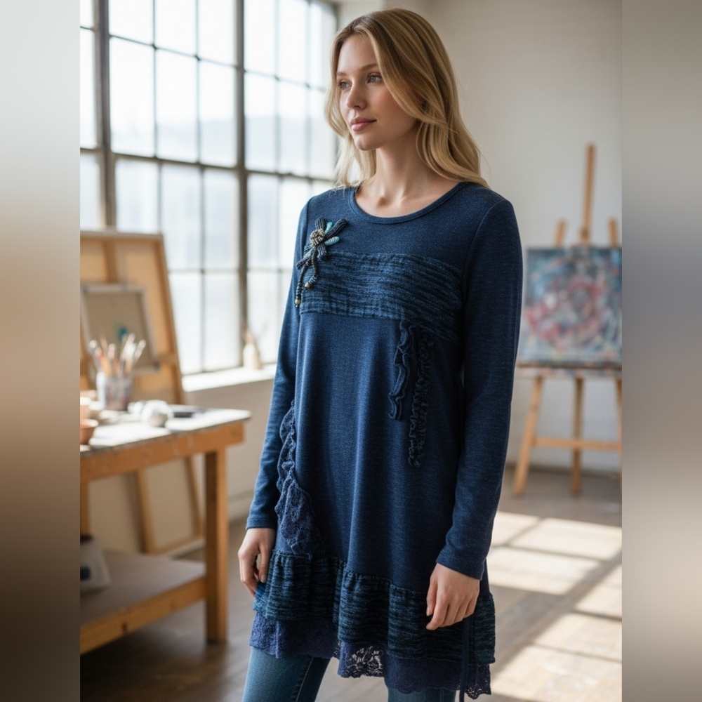 Blue embellished  Top - Size XL -
